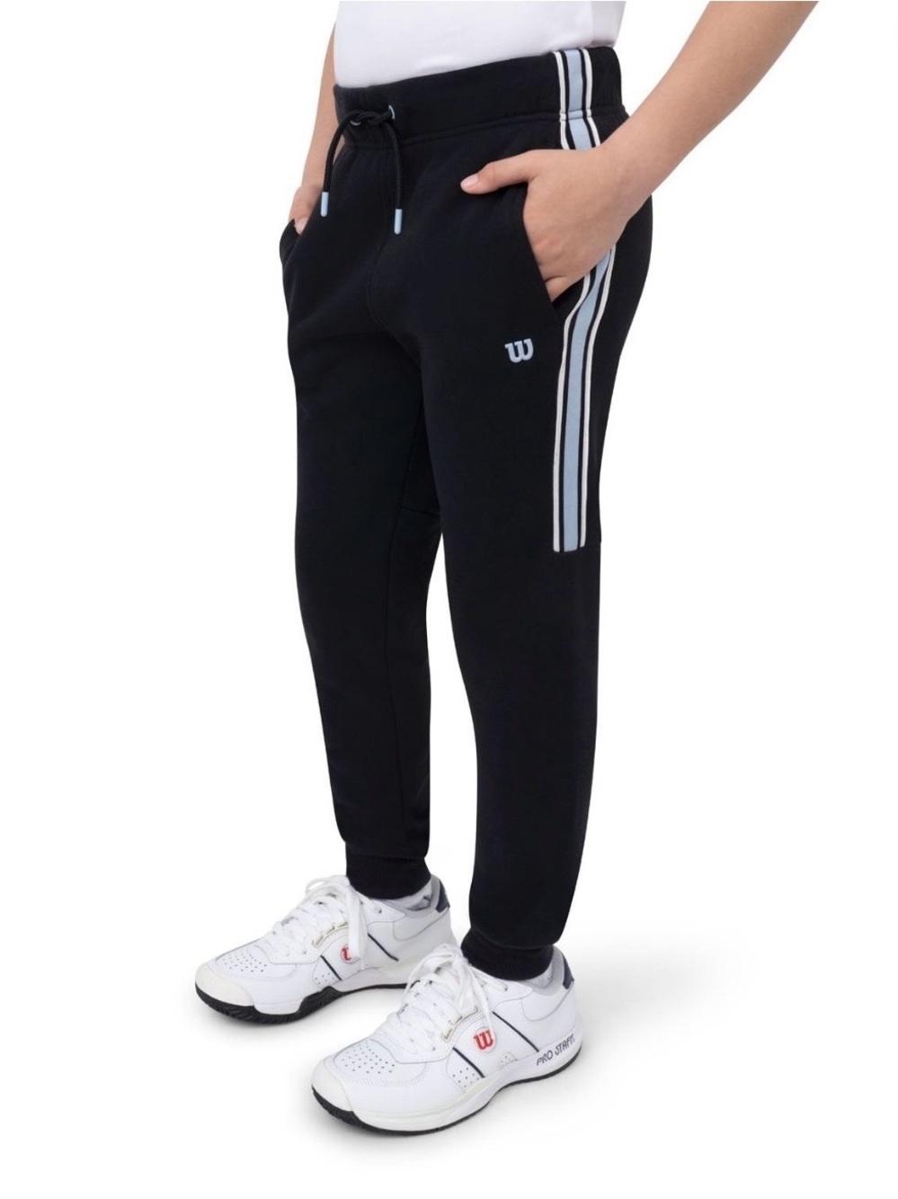 Wilson Black Sweatpants with White Stripe Detail